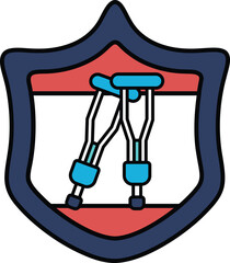 A shield with two crutches on it