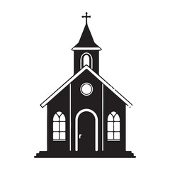 minimalist church icon logo line art silhouette vector illustration 