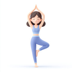 Fototapeta premium Cartoon characters doing yoga