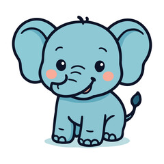 Fototapeta premium Cute Light Blue Elephant Cartoon Illustration