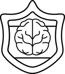 A brain is shown in a shield