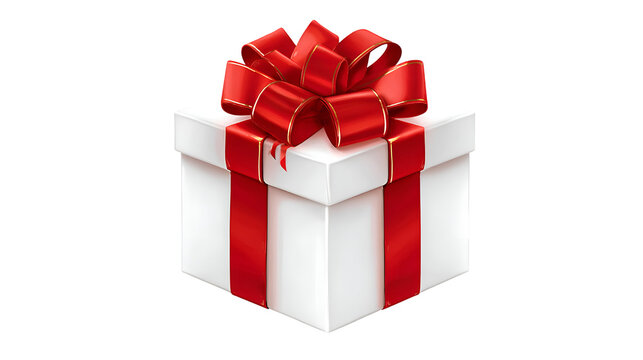 red gift box cristmas isolated on white