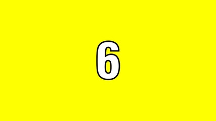 10 second countdown timer from 10 to 0, on a yellow background. 4K resolution animation - Powered by Adobe