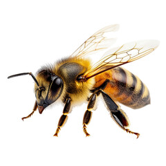 Honeybee Closeup Detailed Insect Macro Photography, isolated on a transparent background