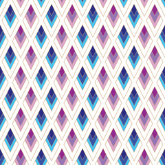 Raster illustration. Geometric Blue and purple color diamonds seamless repeat pattern. Best for backgrounds, wallpapers and nursery decors.
