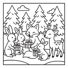 Christmas Coloring Pages Bundle, Christmas Coloring Book Pages, Kids, Adults, Teens, Black and white Drawing, Line Art, Vector Illustration, bold and easy, Coloring book, Coloring Pages, 