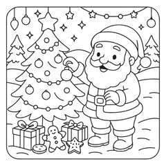 Christmas Coloring Pages Bundle, Christmas Coloring Book Pages, Kids, Adults, Teens, Black and white Drawing, Line Art, Vector Illustration, bold and easy, Coloring book, Coloring Pages, 