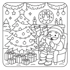 Christmas Coloring Pages Bundle, Christmas Coloring Book Pages, Kids, Adults, Teens, Black and white Drawing, Line Art, Vector Illustration, bold and easy, Coloring book, Coloring Pages, 
