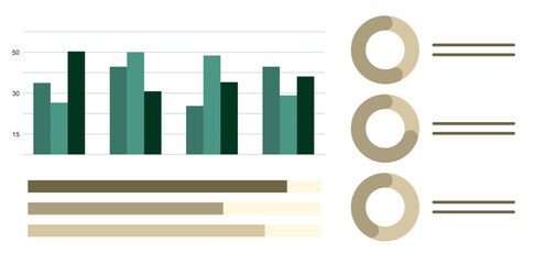 Modern Business Infographic Set with Bar and Donut Charts, Vector Elements for Data Visualization
