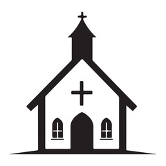 minimalist church icon logo line art silhouette vector illustration