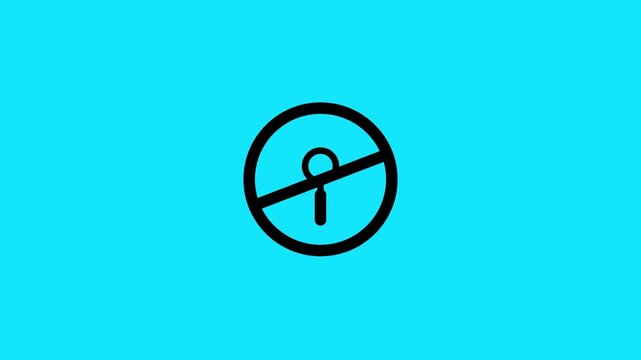 no magnifying glass icon road sign animation. simple black circle prohibition ,