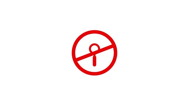 no magnifying glass icon road sign animation. simple red circle prohibition ,