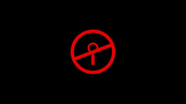 no magnifying glass icon road sign animation. simple red circle prohibition ,
