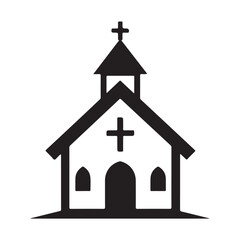 minimalist church icon logo line art silhouette vector illustration 