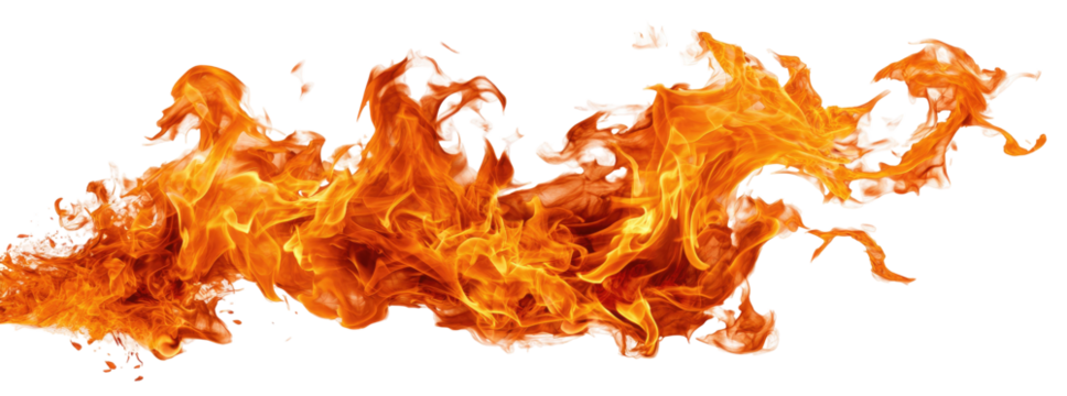 Fiery map-like shape of orange and yellow flames