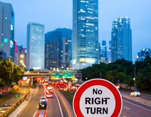 Obraz premium City Expressway No Turn Sign