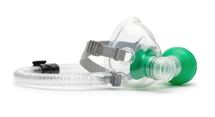 Oxygen Mask with Bag Valve Mask (BVM) Resuscitator on White Background