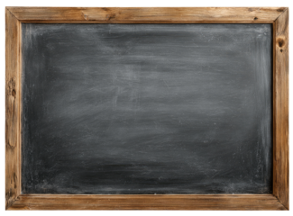 Aged wooden-framed chalkboard, blank and dusty