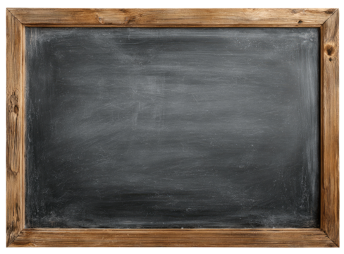 Aged wooden-framed chalkboard, blank and dusty