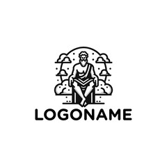 Zeus the Greek god sitting on his throne with clouds.