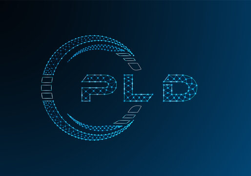 PLD low poly letter logo vector design. PLD lower poly logo design. Low poly logo.