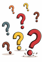 Naklejka premium A fun and playful, seamless pattern of colorful, hand-drawn, and quirky question marks, creating a whimsical and creative background for a modern design. 