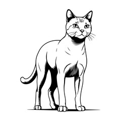 Black and white cat silhouette — minimalist illustration that is a striking graphic design for nature blogs, pet brands, website graphics, travel posters, and print media.