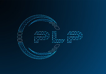 PLP low poly letter logo vector design. PLP lower poly logo design. Low poly logo.
