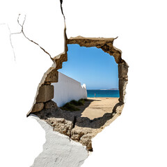 Hole breaking through white wall cut out png, wall destruction png, hole in wall png, breaking wall png transparent background image, white wall hole png, cut out wall png, cracked wall png render
