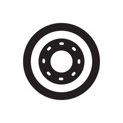 Bold car tire icon. High contrast tire graphic for auto, garage, and vehicle branding.