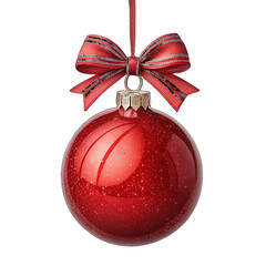 Isolated red Christmas ball decoration on transparent background Christmas tree ornament holiday decoration festive bauble isolated decoration winter holiday themed image transparent festive decor PNG