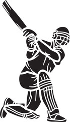 Fototapeta premium Cricket Player Silhouette – Action Pose Icon for Sportsmanship, Skill, and Athletic Motion Concepts