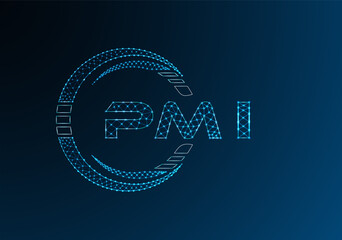 PMI low poly letter logo vector design. PMI lower poly logo design. Low poly logo.