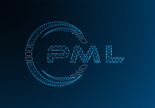 PML low poly letter logo vector design. PML lower poly logo design. Low poly logo.