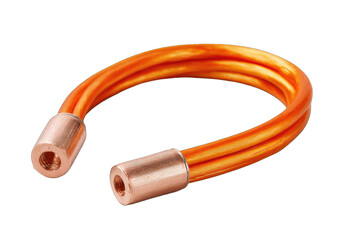 Orange cable with copper ends in a loop