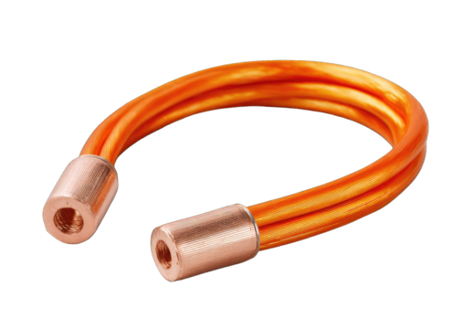 Orange cable with copper ends in a loop