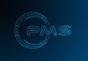 PMS low poly letter logo vector design. PMS lower poly logo design. Low poly logo.