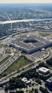 Aerial View of Pentagon Building in Washington DC during the Day