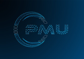 PMU low poly letter logo vector design. PMU lower poly logo design. Low poly logo.