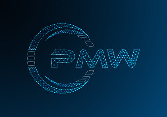 PMW low poly letter logo vector design. PMW lower poly logo design. Low poly logo.