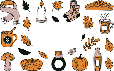 Autumn Vibes Cozy Fall Elements Illustration