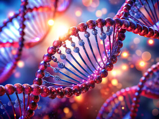 Close up of a dna double helix, concept of medical science, genetic biotechnology research