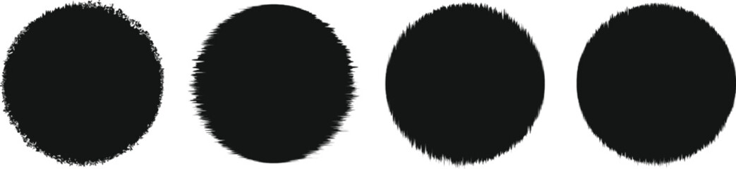 Grunge brush circle. black grunge ink stamp circles. Grunge round shape. black sun symbols Paint brush stamp collection

