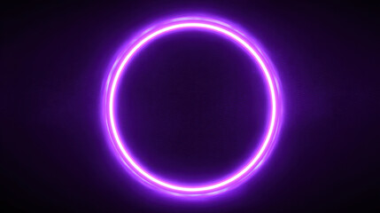Obraz premium Glowing purple circle radiates light against dark background, creating vibrant and modern aesthetic. This design evokes sense of energy and creativity, perfect for digital art or technology themes