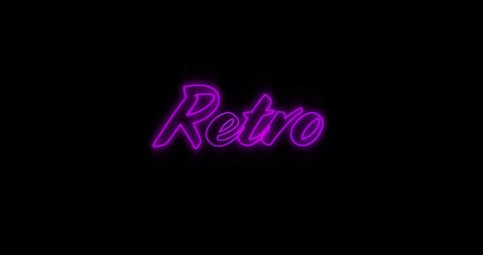 Animation of retro text over black background