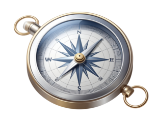 Metal Compass with Polished Needle, isolated PNG