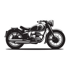 Obraz premium Vintage motorcycle silhouette vector illustration, classic bike design, retro motorbike, old-fashioned motorcycle, transport, vehicle, freedom, adventure, travel icon.
