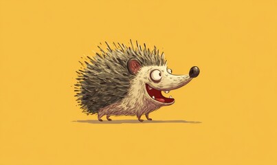 Obraz premium A cartoon hedgehog with a wide grin