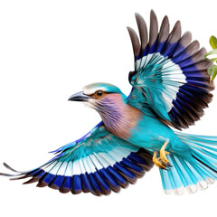 Fototapeta premium Vibrant Multicolored Tropical Bird with Bright Feathers Spread in Natural Habitat