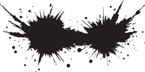 Black ink splatters and blots create a dirty